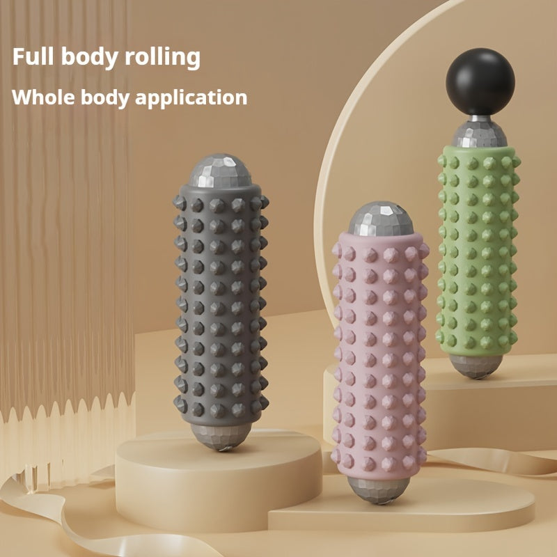Grey Portable Electric Yoga Massage Roller - Handheld Fitness Recovery Tool, Deep Tissue Muscle Relaxer & Fascia Release Stick - Image 5