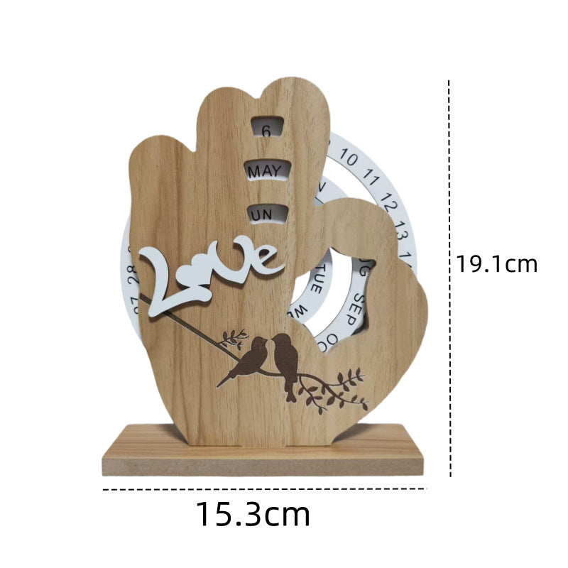 OK Sign Timber Perpetual Calendar Decoration(15.3x19.1 CM) - Manual Rotating Date Tracker - Image 2