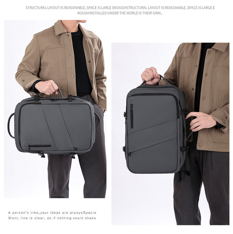 Grey Premium Business Expandable Travel Backpack with External USB Charging - 20-35L Large-Capacity & Waterproof Commuter Daypack - Image 7