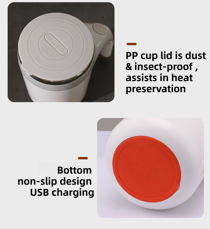 380ML Coffee-Brown Magnetic Self-Stirring Coffee Mug - USB Charging, Leak-Proof Stainless Steel Electric Mixer Cup for Coffee & Milk - Image 5