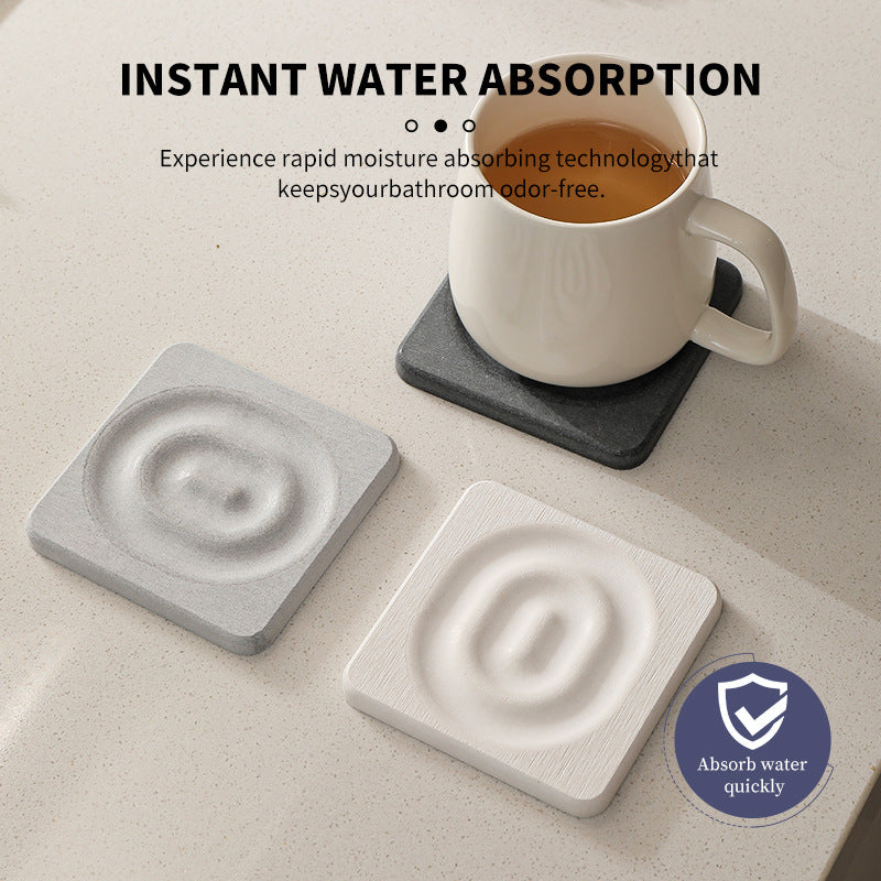 6-Pack White Instant Dry Diatomite Round Coaster Tray(10x10CM) - Ultra-Absorbent Bathroom Sink Caddy & Cup Mat - Image 3
