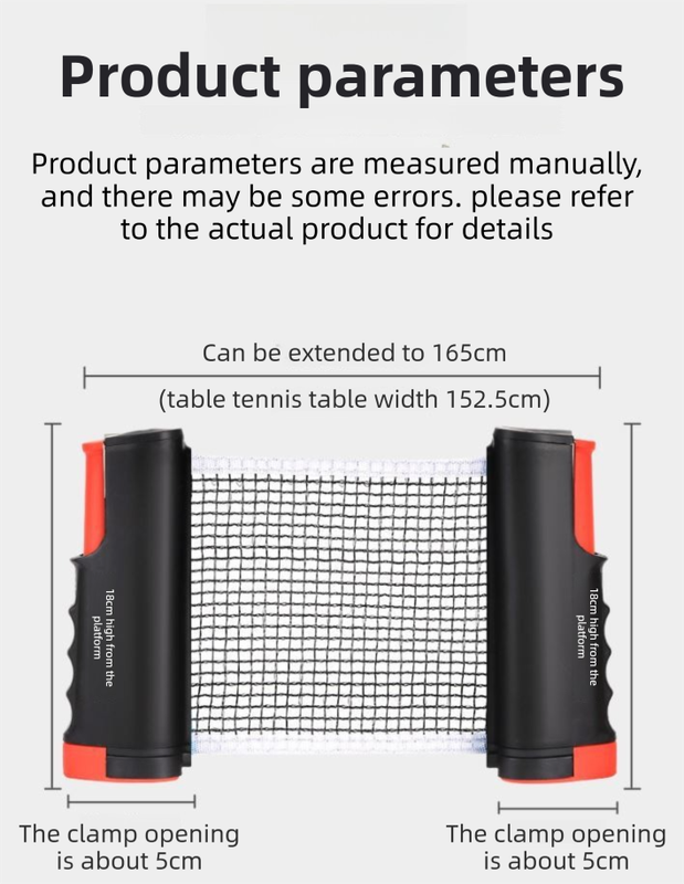 Orange Portable Table Tennis Set with 2 Paddles, 3 Balls and Carry Bag - 165cm Retractable Ping Pong Net & Post - Indoor/Outdoor Professional Training Kit - Image 4