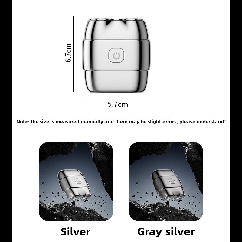 Silver Mini Electric Shaver with Dual Floating Heads Magnetic Suction and IPX5 Waterproofing for Men Travel Grooming Compact Rechargeable Razor AU Stock - Image 5