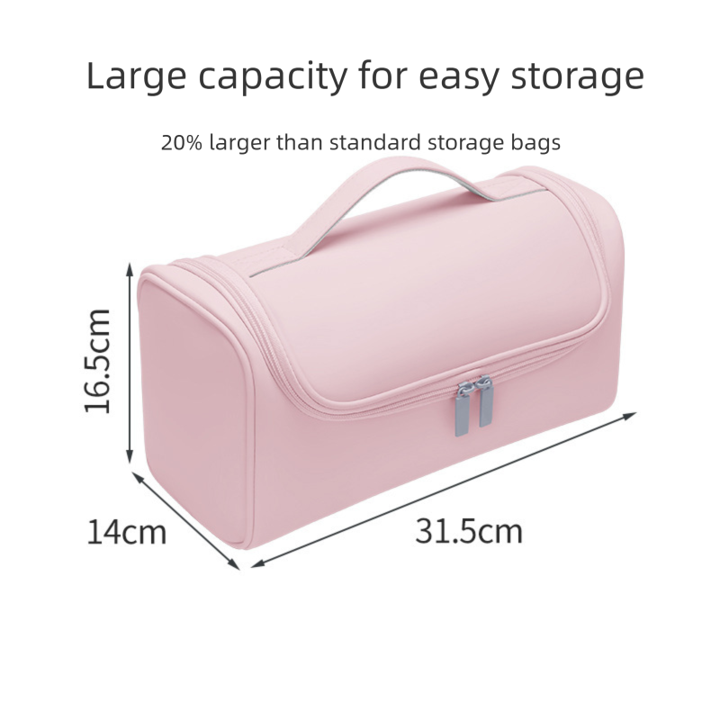 Grey Portable Hair Dryer and Curler Storage Bag Waterproof PU Leather Travel Case with Hanging Hook for Local Professionals and Modern Lifestyles - Image 5