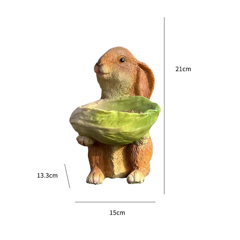 Cute Resin Rabbit Bird Feeder for Outdoor Garden Courtyard Balcony Landscape Decoration Durable Waterproof Animal Statue for Local Wild Bird Enthusiasts - Image 5
