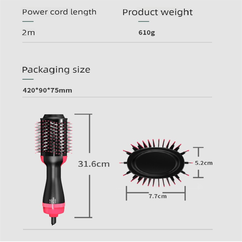Pink 1000W Professional Hot Air Brush with 3-Temperature & 2-Speed Control – Dual Voltage Hair Styler for Smooth, Voluminous Blowouts - Image 6