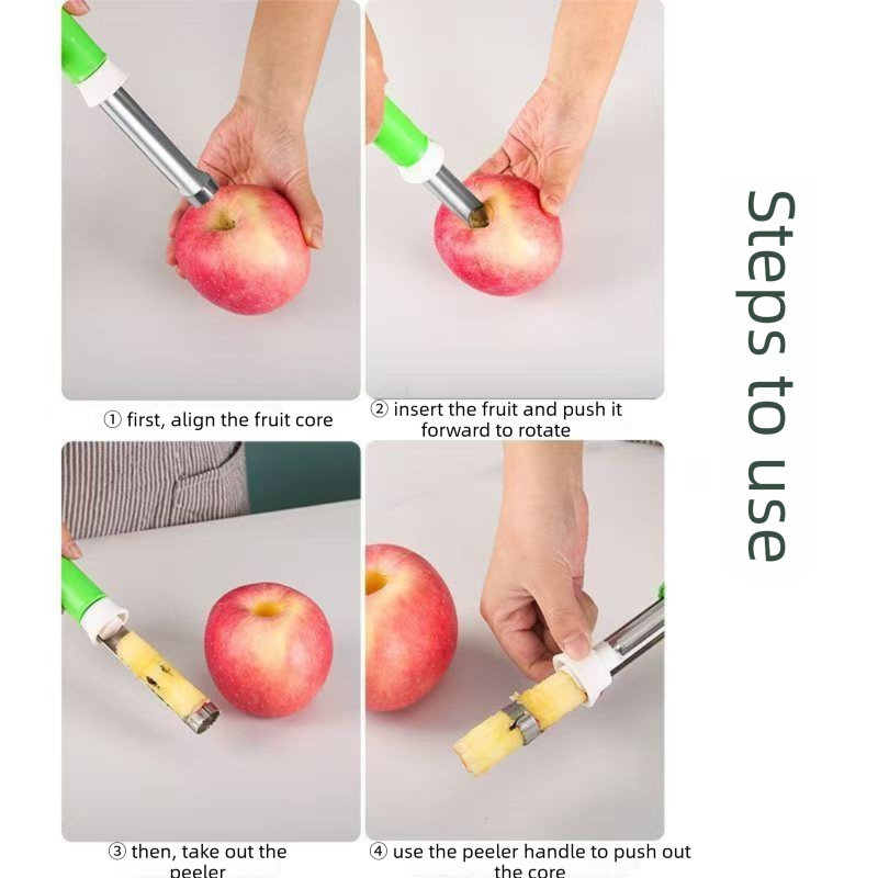 2-in-1 Apple Corer & Peeler Stainless Steel Fruit Prep Tool Kitchen Gadget Red - Image 6