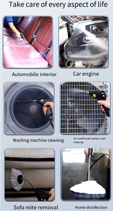 Black 1500W High Pressure Steam Cleaner with Digital Display (3.5 BAR) - 1.2L Heavy Duty Steamer for Kitchen Grease, Grout, Car Detailing & Upholstery (AU Plug) - Image 8