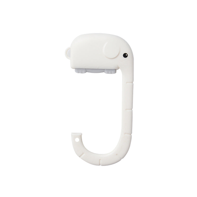 Cartoon Elephant Desk Side Bag Hook White Portable Adhesive Schoolbag Hanger No-Drill Movable Table Hook for Students and Office - Image 4