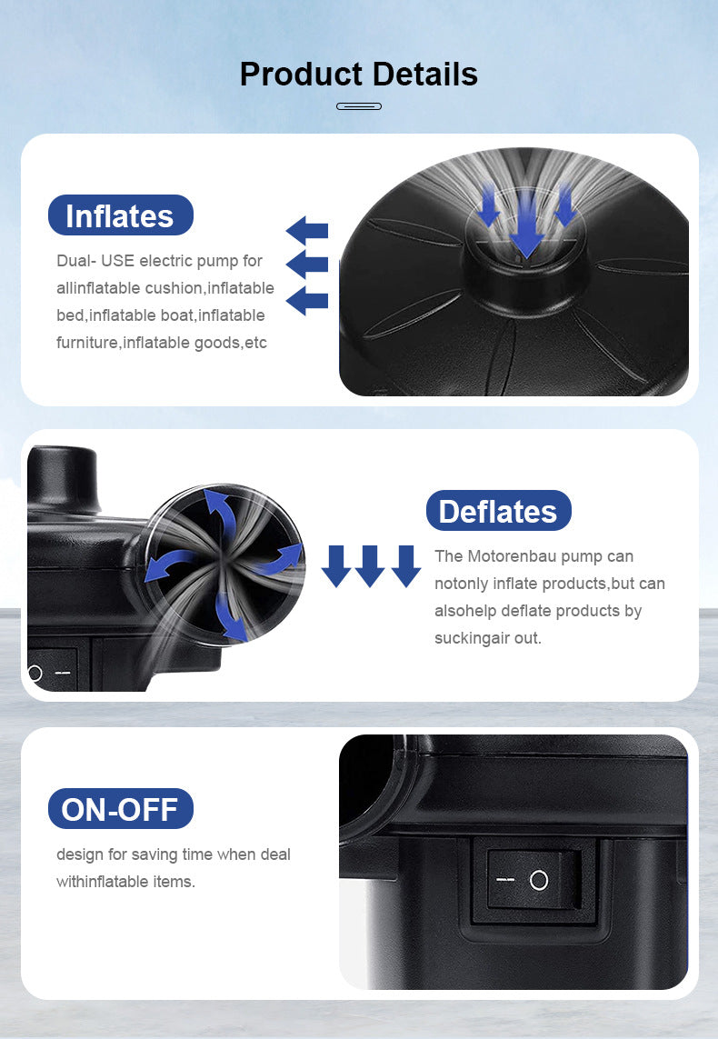 Electric Air Pump AC 220V-240V Portable Quick Inflator Deflator with 3 Nozzles for Air Mattress Pool Floats Vacuum Storage Bags AU Plug - Image 9