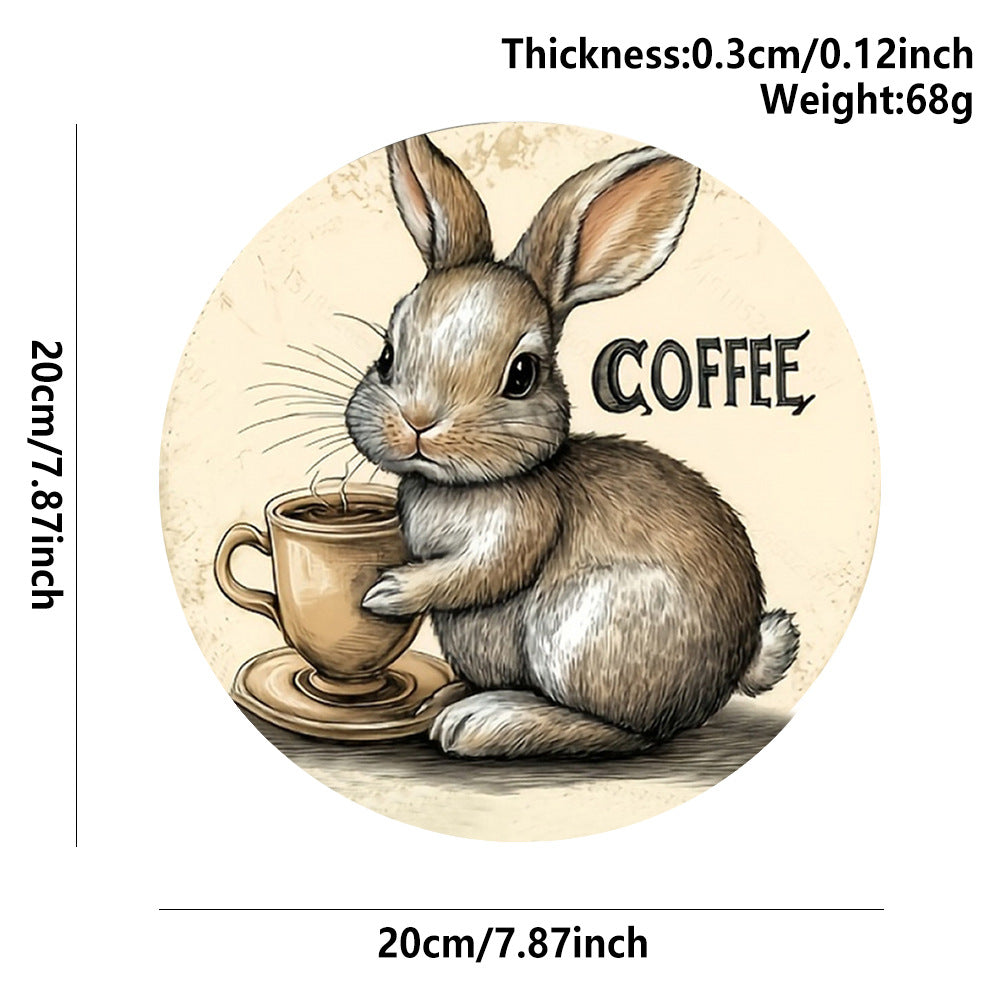 3 PCS Easter Wooden Hanging Signs Round Wall Decor Bunny and Egg Designs 20cm Front Door Plaque - Image 4
