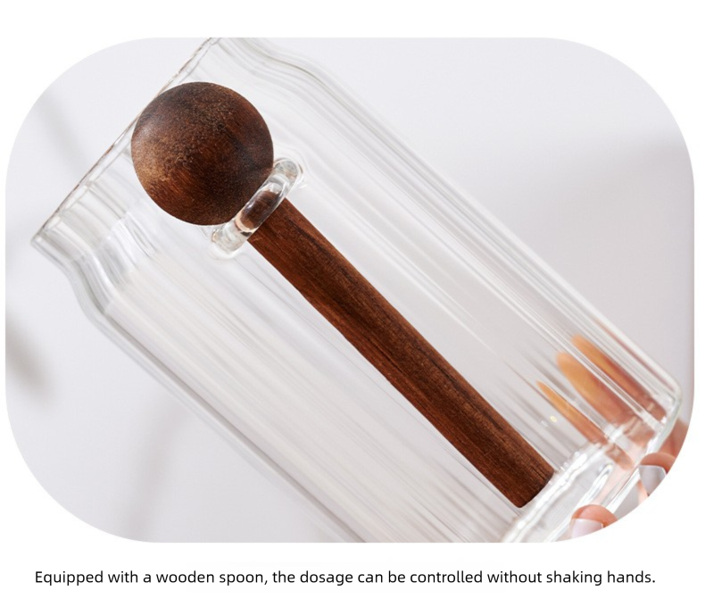 500ml Premium Borosilicate Glass Storage Jar with Acacia Wood Lid & Integrated Spoon – Airtight Moisture-Proof Kitchen Canister for Tea, Coffee, and Spices - Image 9
