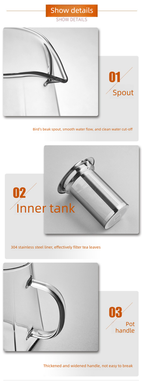 1300ml Extra Large Heat Resistant Glass Teapot with 304 Stainless Steel Infuser Thickened Base Loose Leaf Tea Maker - Image 5