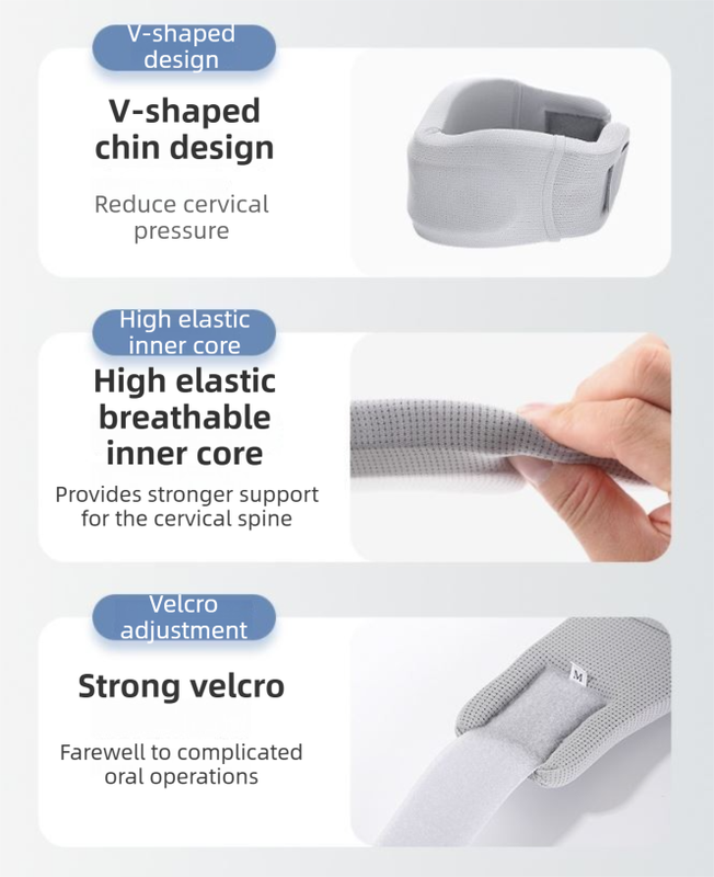 Black Adjustable Cooling Jelly Core Neck Brace with Washable Cover - 3D Hollow Cervical Collar for Posture & Forward Head Correction (M Size) - Image 5