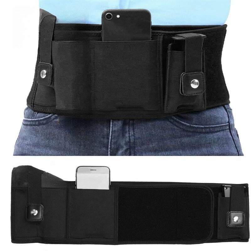 Black Multi-Functional Concealed Tactical Belly Band with Muti-Pouch and Holster - 50 inch Breathable Carry Belt for Outdoor Camping - Image 4