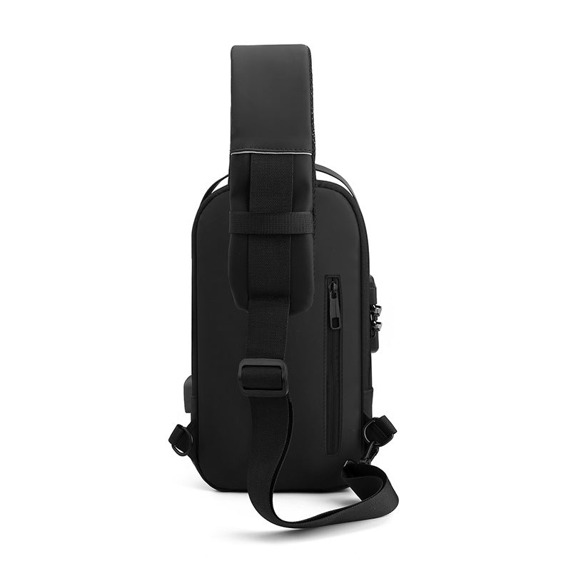 Blue Gold High Capacity Anti-Theft Tactical Chest Bag - Waterproof Leather-Film Sling with USB Charging & TSA Password Lock - Image 4