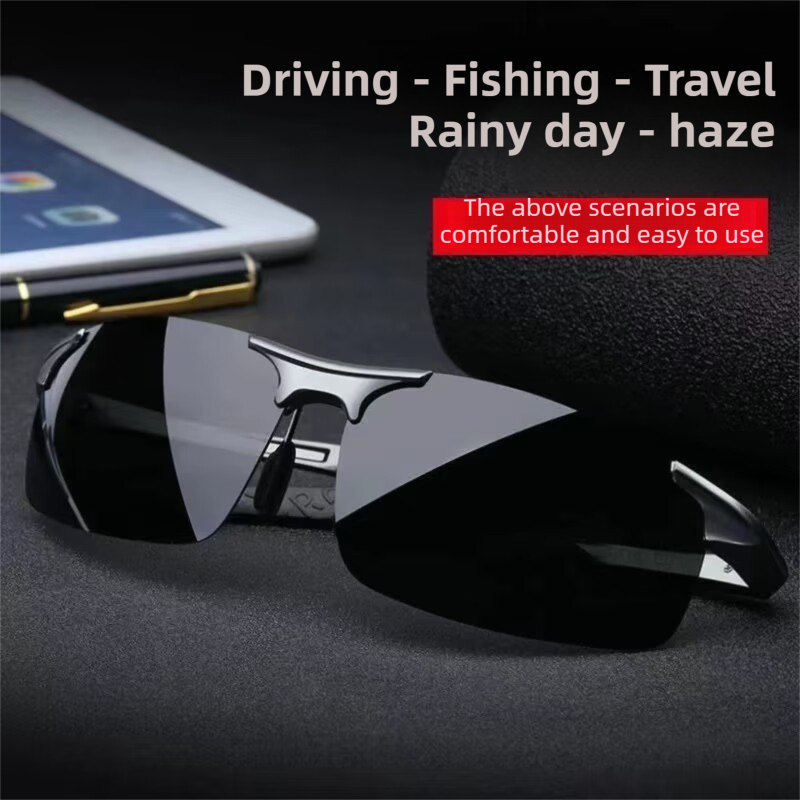 Gun Grey Photochromic HD Sunglass with Anti-Glare/Fatigue Polarization & Impact Resistant Alloy Frame for Day & Night Dual Use - Image 3