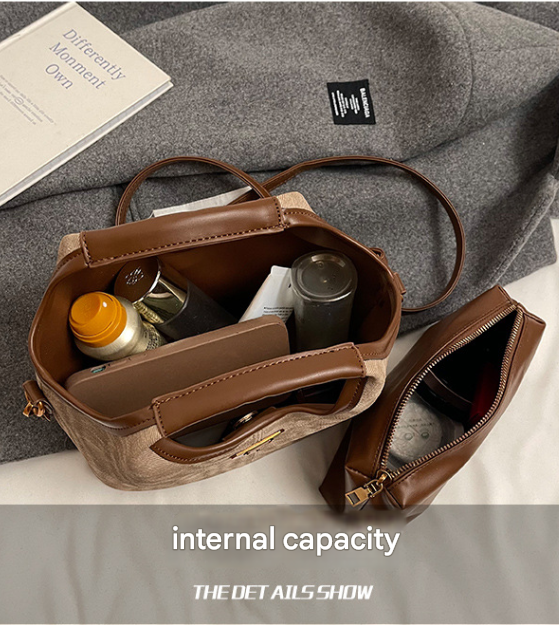 Coffee-brown Vintage Soft PU Leather Crossbody Handbag | Large Capacity Shoulder Tote | Unique Minimalist Design - Image 3
