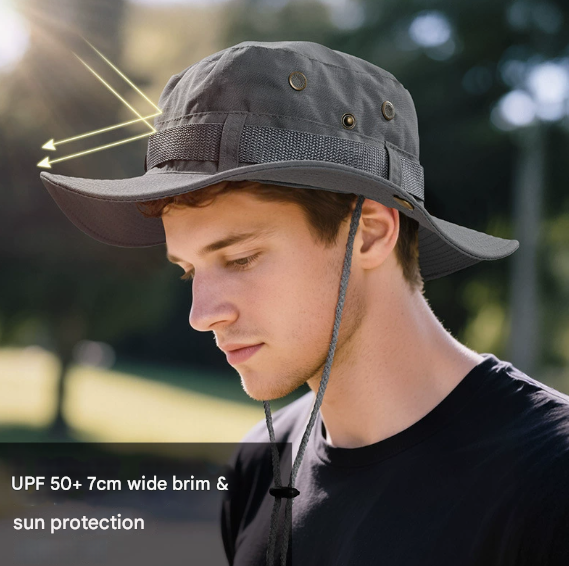 Khaki Foldable Wide Brim Sun Hat Unisex Bucket Safari Cap Adjustable 56-60cm for Fishing Hiking Camping and Outdoor Travel - Image 3