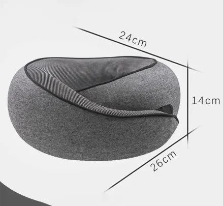 Dark Grey Ergonomic Memory Foam Travel Neck Pillow - U-Shaped Support for Naps & Journeys