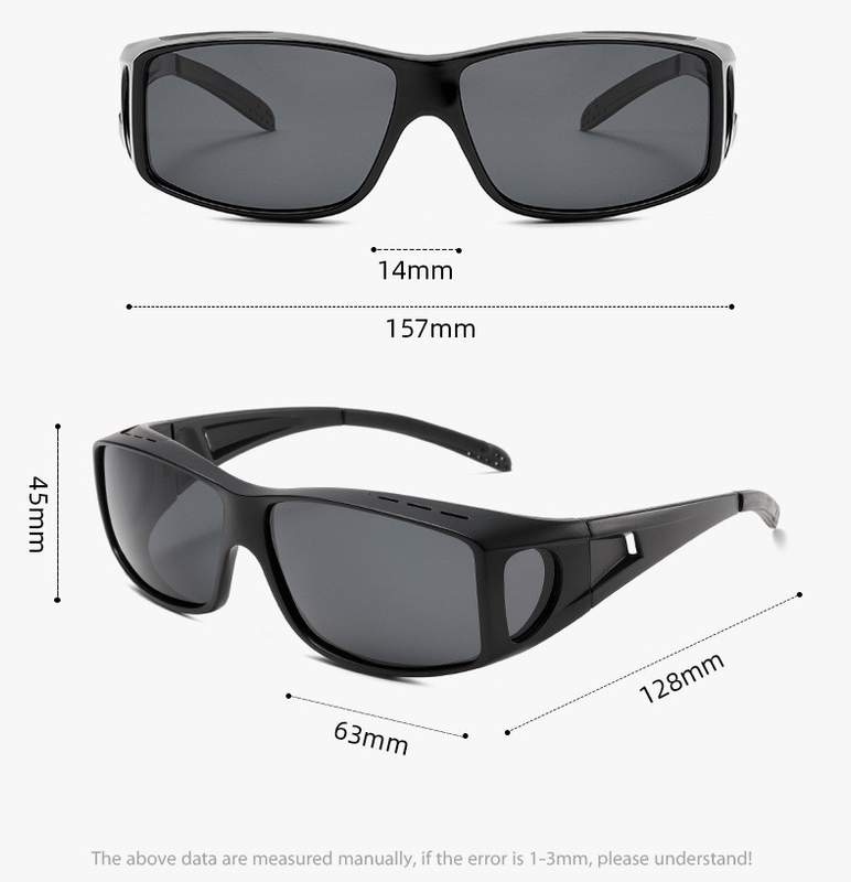 Black-yellow 2PCS Men's Polarized Fitover Sunglasses | Wrap-Around Driving Glasses | Wear Over Prescription Eyewear | Dust and Wind Protection - Image 2