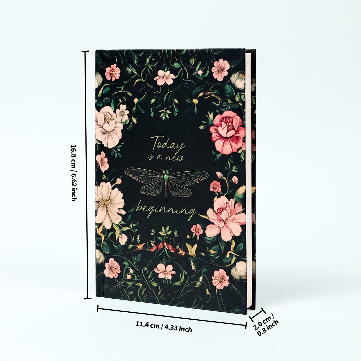 2PCS Elegant Vintage Floral Hardcover Notebook | Today is a New Beginning Dragonfly Journal | Creative A6 Portable Planner - Image 2