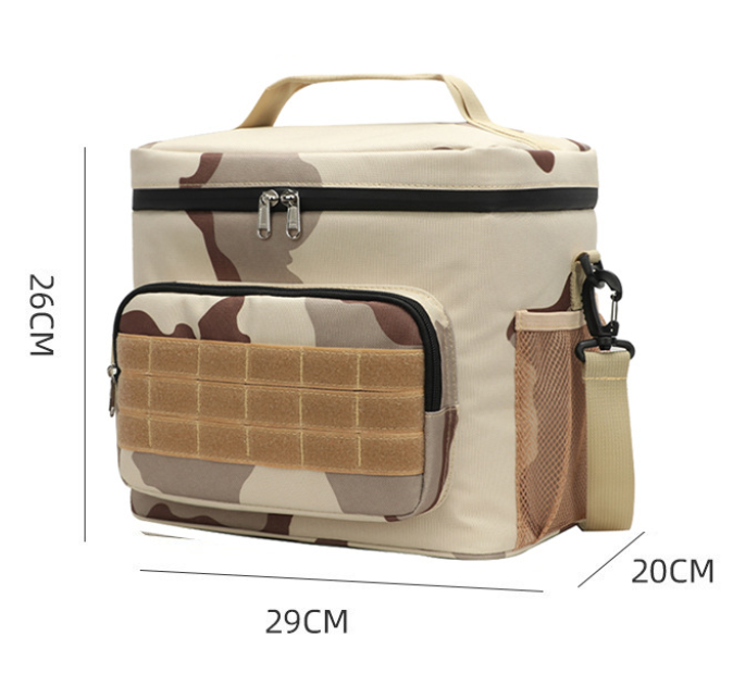Black-white and Grey Camouflage Tactical Insulated Camouflage Lunch Bag | Large Capacity Waterproof Oxford Cooler | Portable Thermal Meal Prep Tote for Work and Outdoor - Image 2