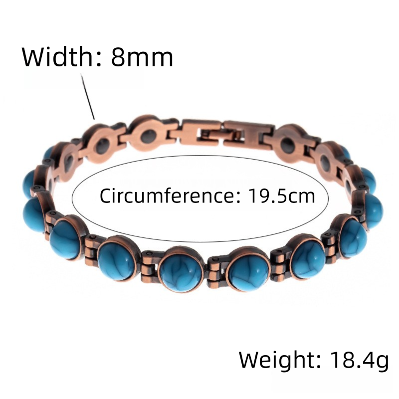 Vintage-Inspired Women's Copper-Tone Magnetic Bracelet – Turquoise Accent Magnetic Bangle - Image 5