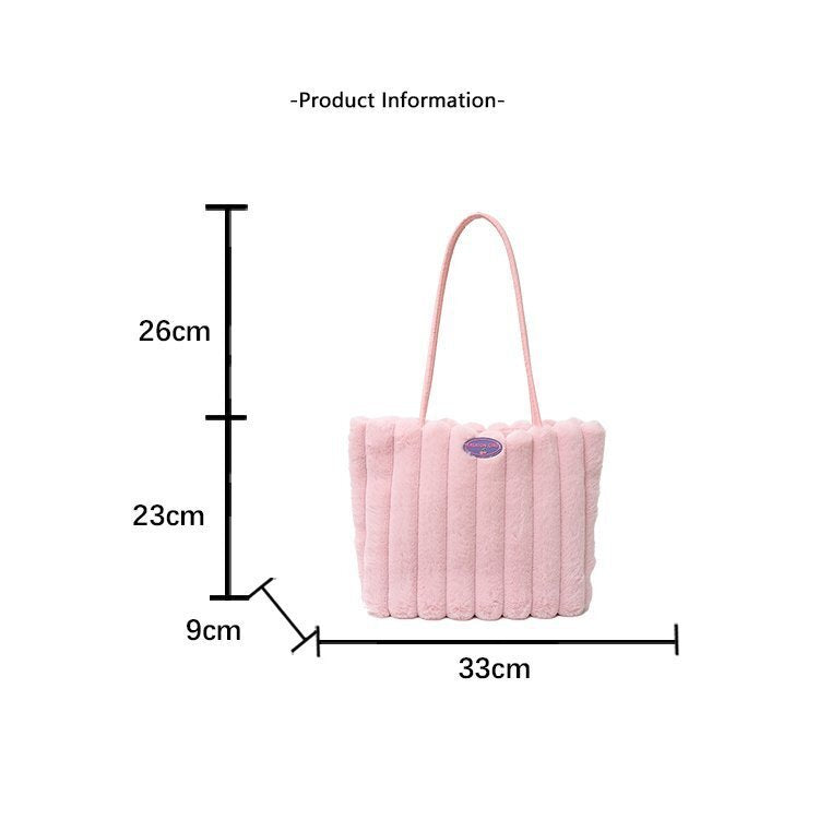 Coffee color Faux Fur Tote Bag with Large Capacity, Soft Plush Material & Adjustable Handle – Stylish Shoulder Handbag for Women, Perfect for Daily Commute and Casual Wear - Image 4