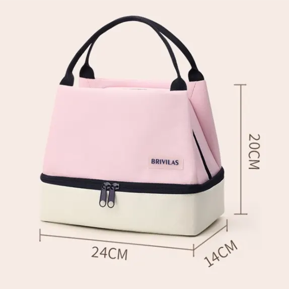 Pink Double-Layer Insulated Lunch Bag with Aluminum Foil Lining, Thermal Food Carrier for Hot & Cold Meals – Large Capacity, Reusable & Easy to Clean - Image 8