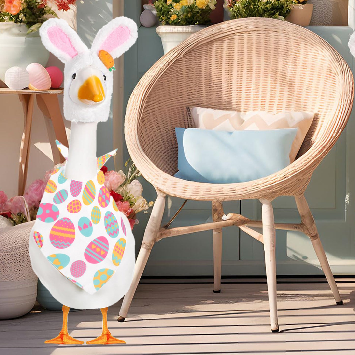 Vibrant Easter Porch Goose Outfit Set - Spring Festive Rabbit Costume for 23-Inch Garden Goose - Image 4