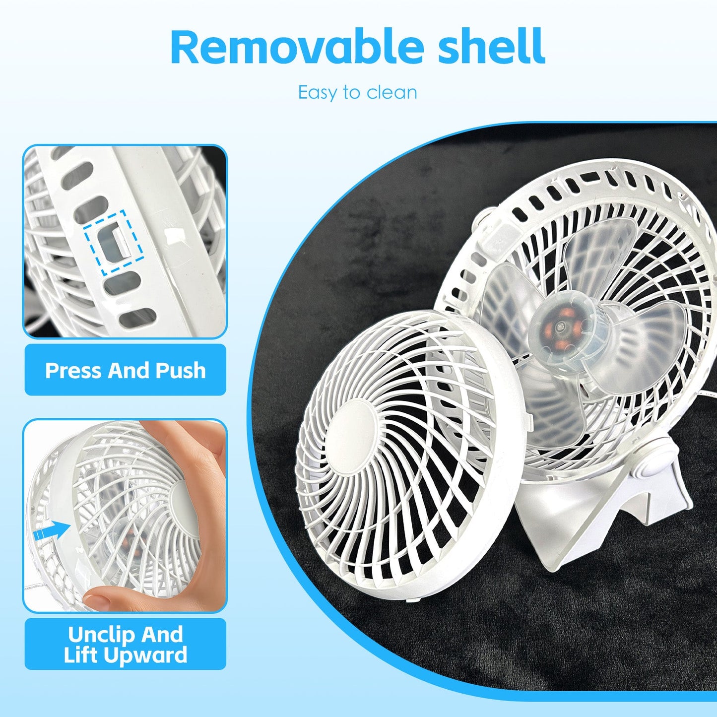 USB Powered Desk Fan – Portable 2-Speed Adjustable Angle Cooling Fan (White) - Image 5