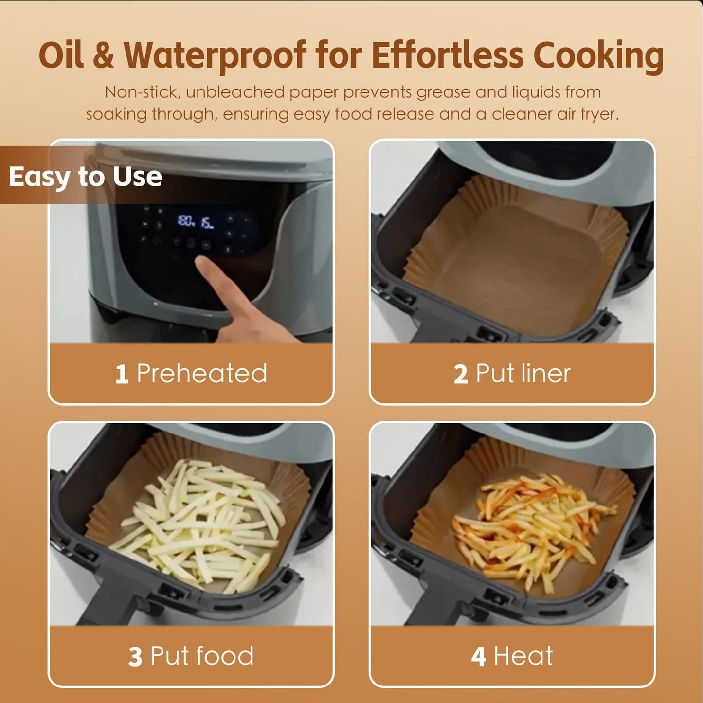 100 Pcs 16.5cm Square Disposable Unbleached Silicone Paper Dish Air-fryer Liner - Image 5