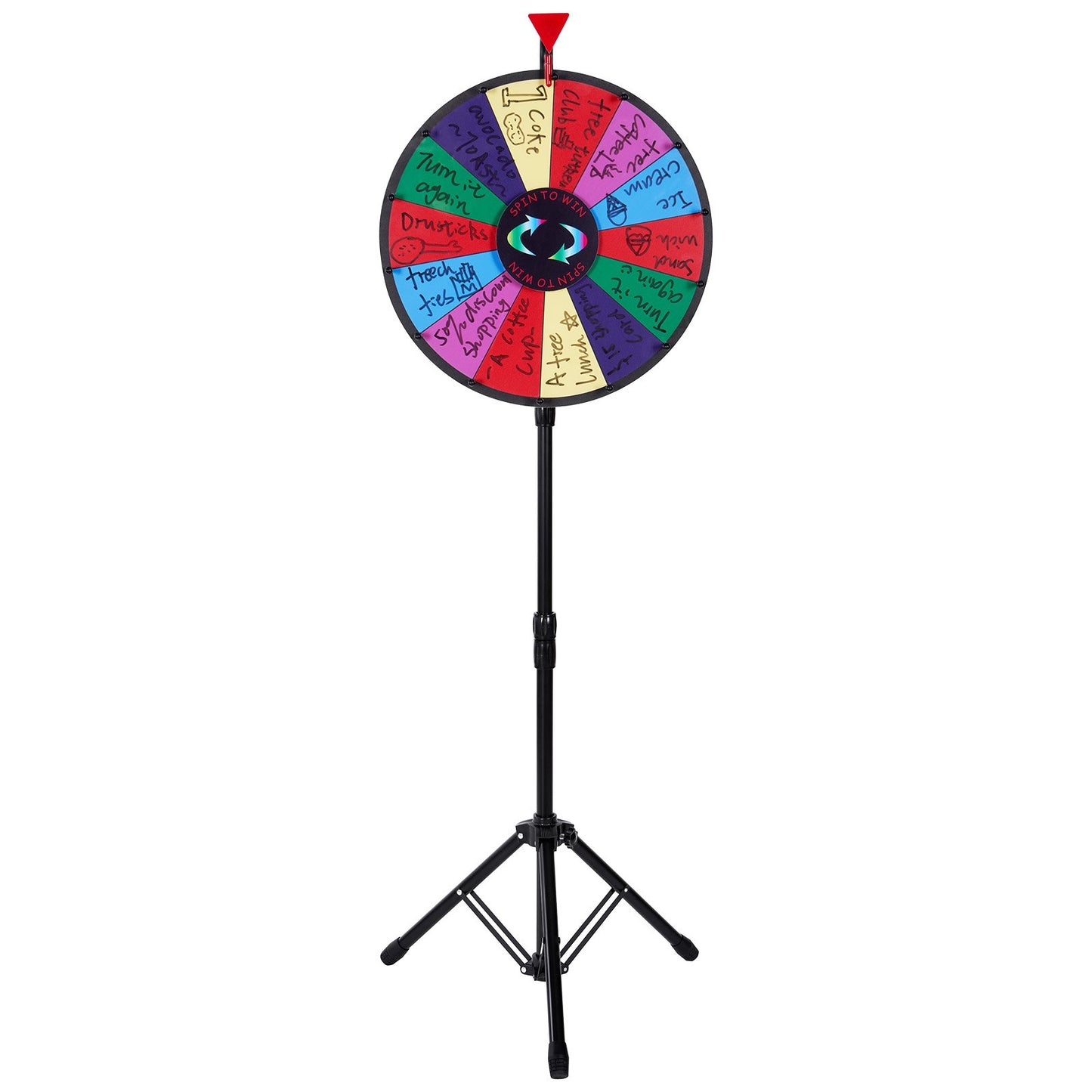 18 Inch Tabletop Color Prize Wheel with Folding Tripod Floor Stand 14 Slots Dry Erase - Image 9