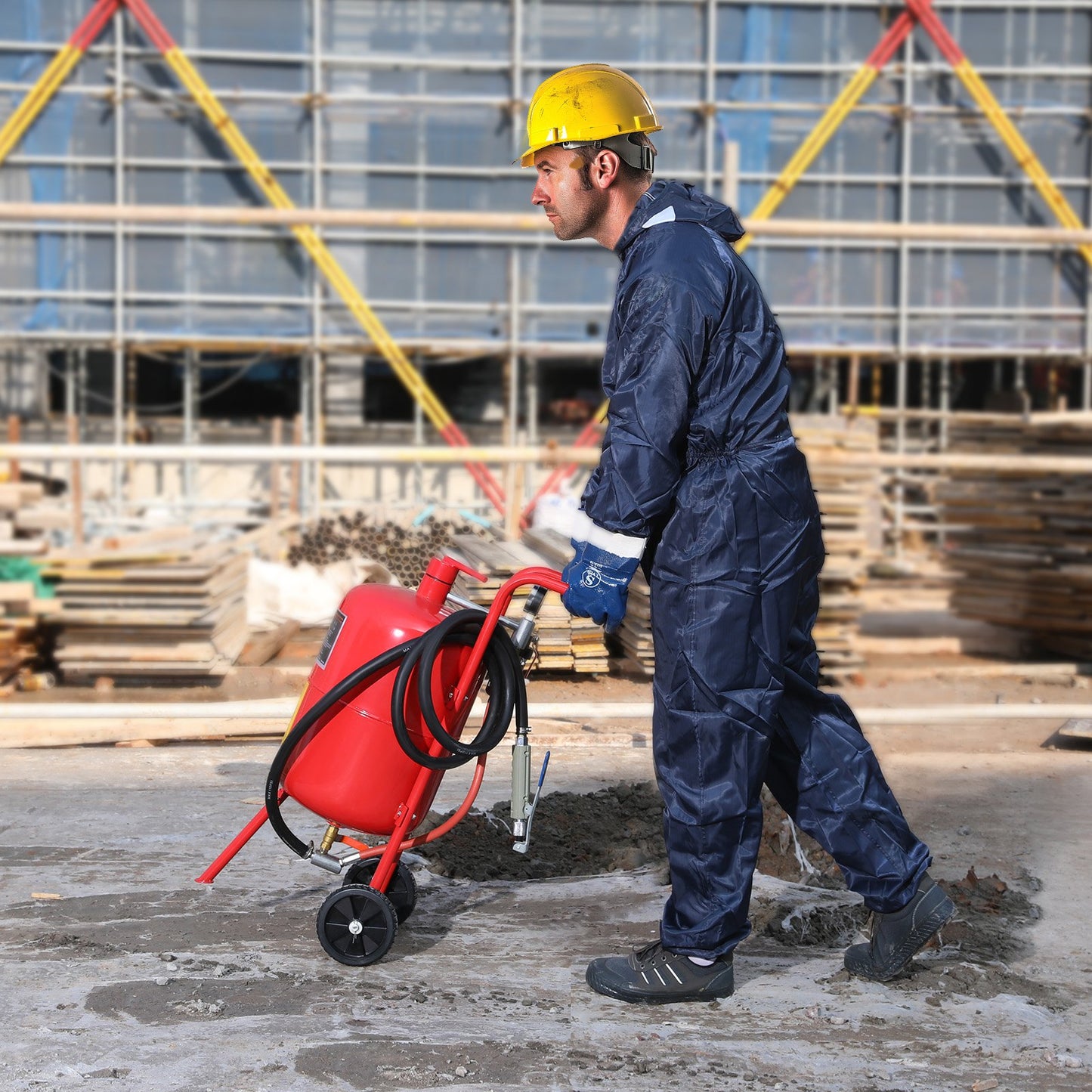 10Gal/40L Sandblaster Equipped w/Nozzle Shut-Off Valve Pressure Gauge Ceramic Nozzle Rubber Wheels Grit Power Sand Blasters Portable Sandblasting Equipment - Image 8