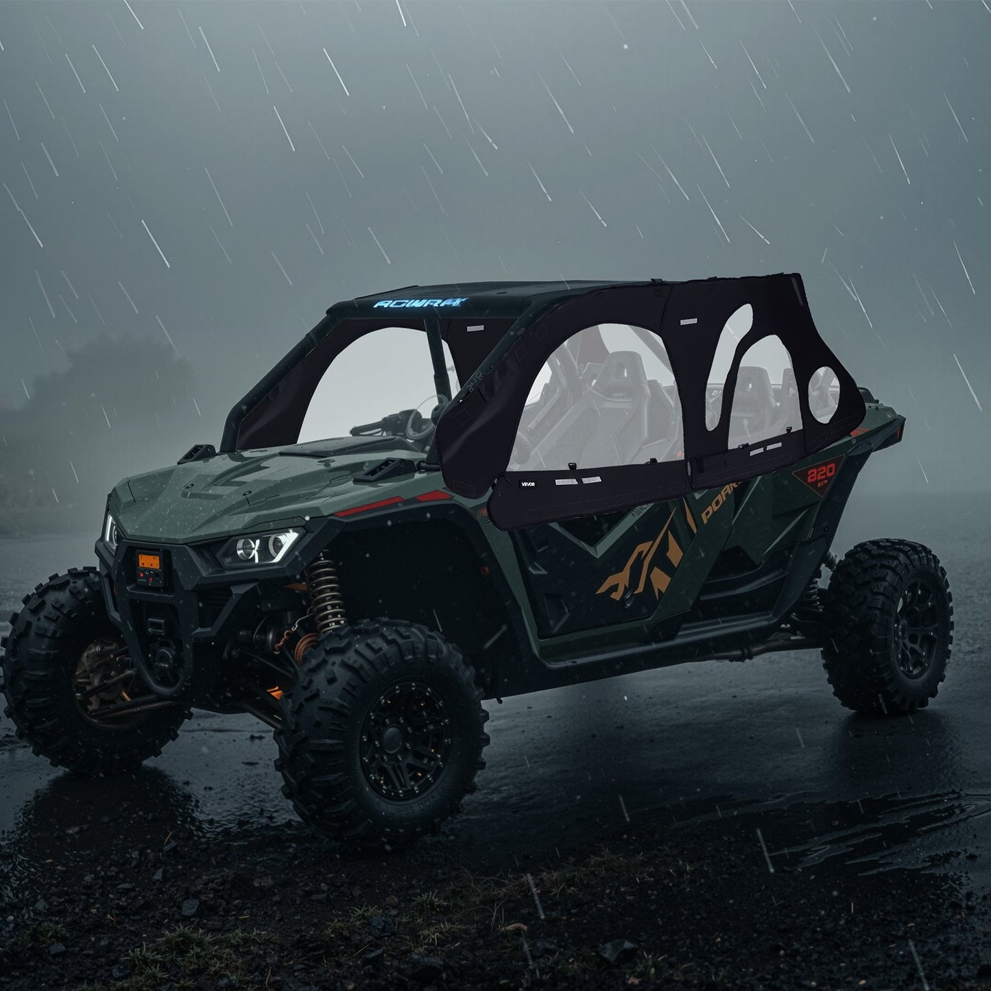 Cab Enclosure Upper Doors, Compatible with Polaris RZR PRO 2020-2024/Polaris RZR Turbo2022-2024, Soft Upper Doors, Upgraded Zipper UTV Soft Side Window Kit, Fit with Side Mirrors and Windshields - Image 8