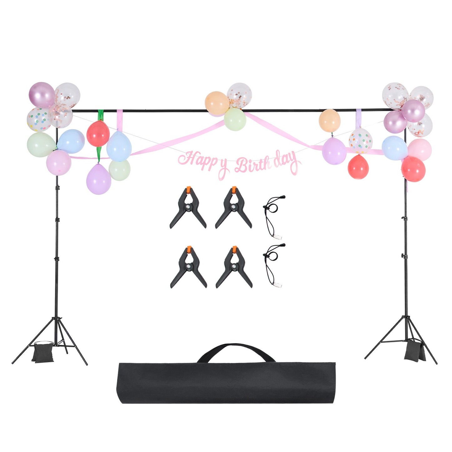 Backdrop Stand, 298 x 300 cm Adjustable Photo Backdrop Stand Kit, Portable Background Backdrop Stand with 4 Crossbars, Heavy Duty Projector Screen Stand, for Wedding, Photo Video Studio & Party - Image 9