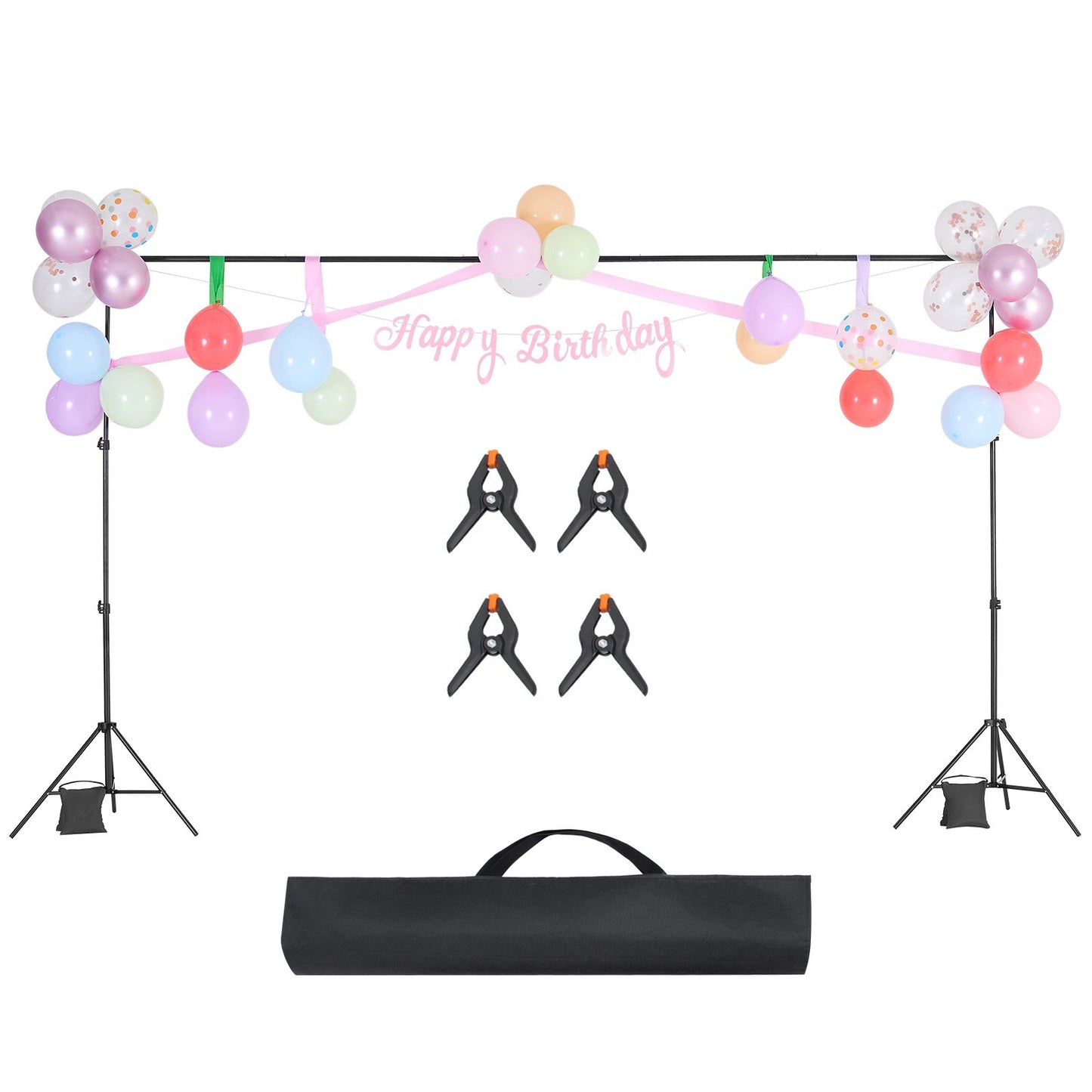 Backdrop Stand, 198 x 300 cm Adjustable Photo Backdrop Stand Kit, Portable Background Backdrop Stand with 5 Crossbars, Heavy Duty Projector Screen Stand, for Wedding, Photo Video Studio & Party - Image 9