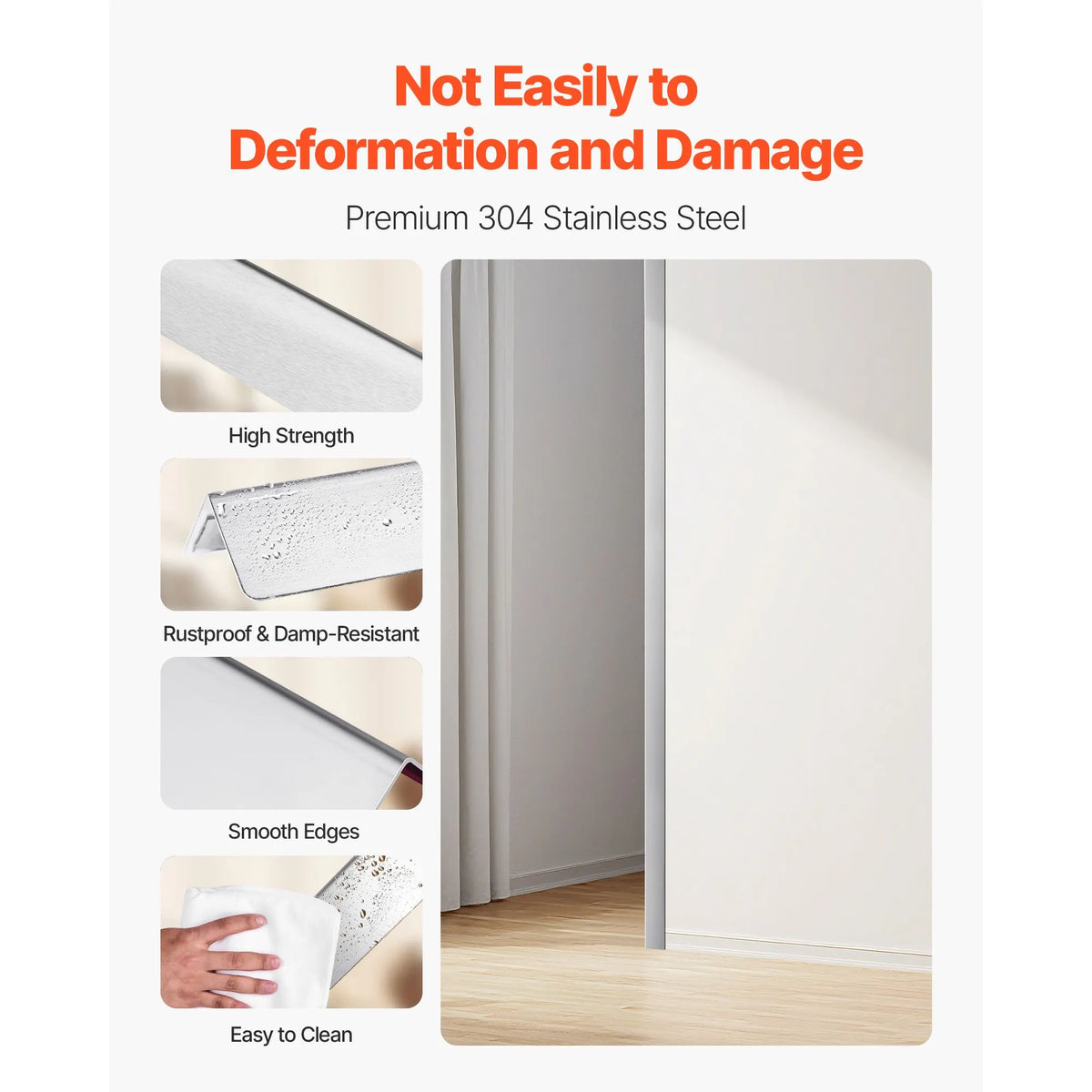 Stainless Steel Wall Corner Protector, 38 x 38 x 2436 mm, 10 Pack Metal Corner Guards, 304 Stainless Steel Edge Trim 90-Degree Angle for Home,Office,Commercial Wall Protection, with 3m Tape - Image 3