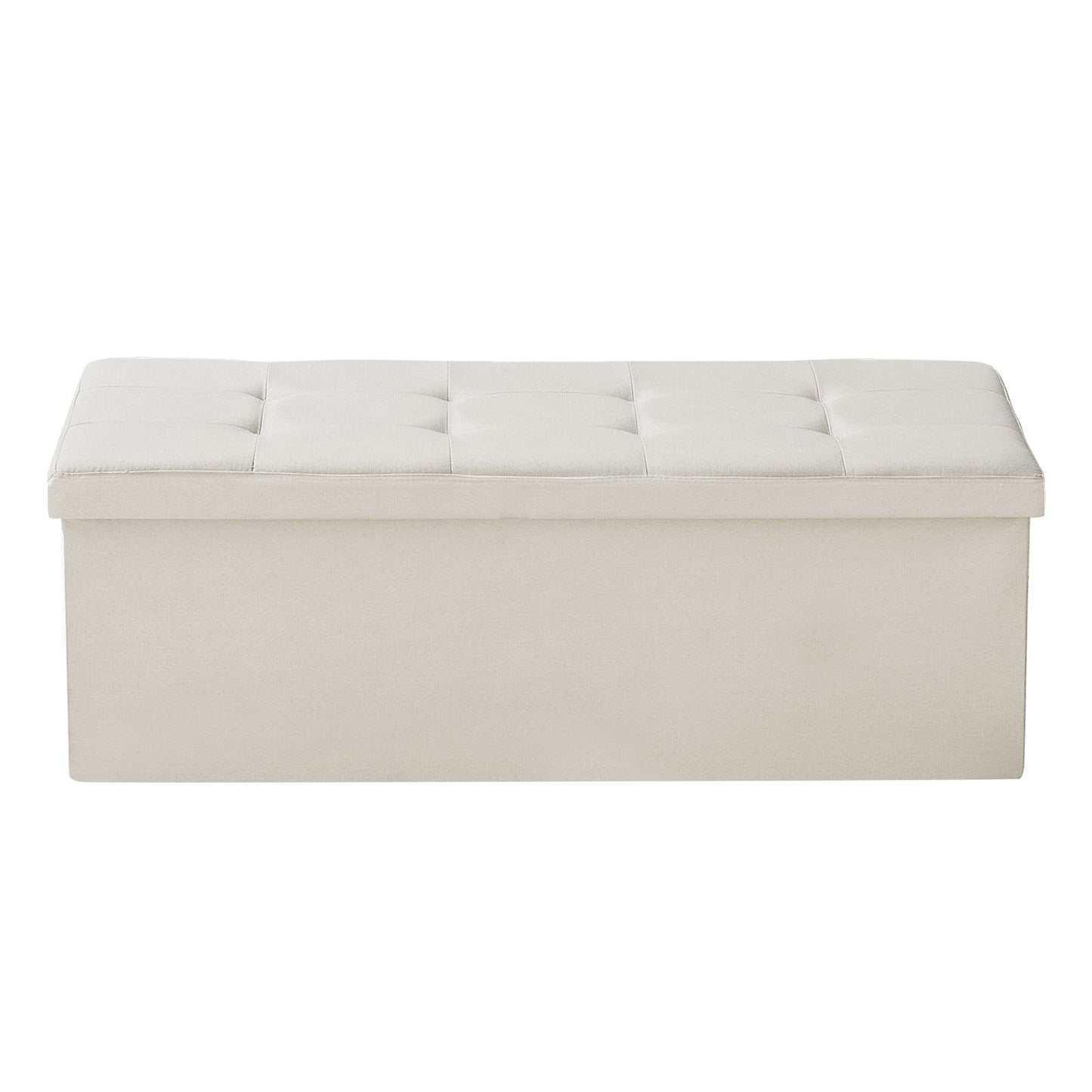 Foldable Storage Ottoman Bench, End of Bed Bench with Side Bags, Folding Upholstered Storage Chest Supports 660 lbs, Linen Bed Ottoman with Large Space for Living Room, Bedroom, Entryway, Beige - Image 9