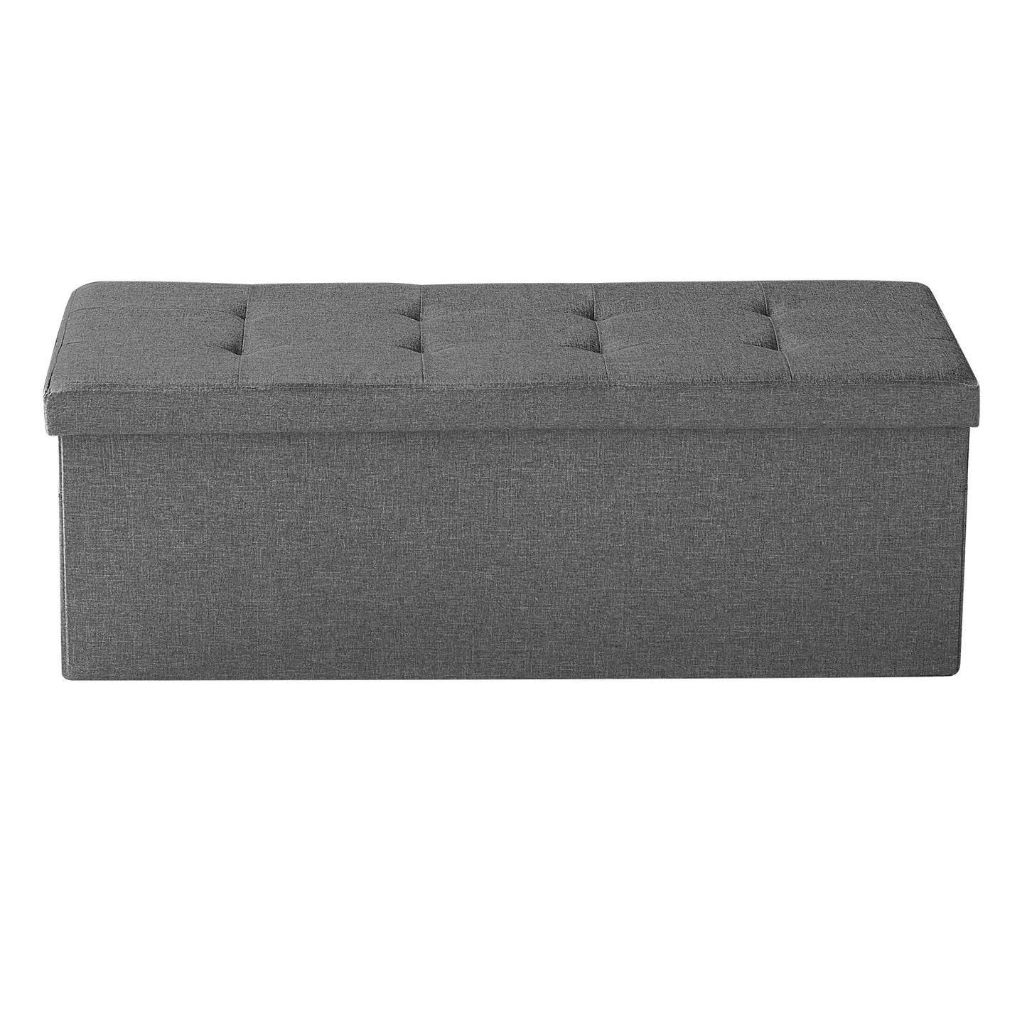 Foldable Storage Ottoman Bench, End of Bed Bench with Side Bags, Folding Upholstered Storage Chest Supports 660 lbs, Linen Bed Ottoman with Large Space for Living Room, Bedroom, Entryway, Grey - Image 9