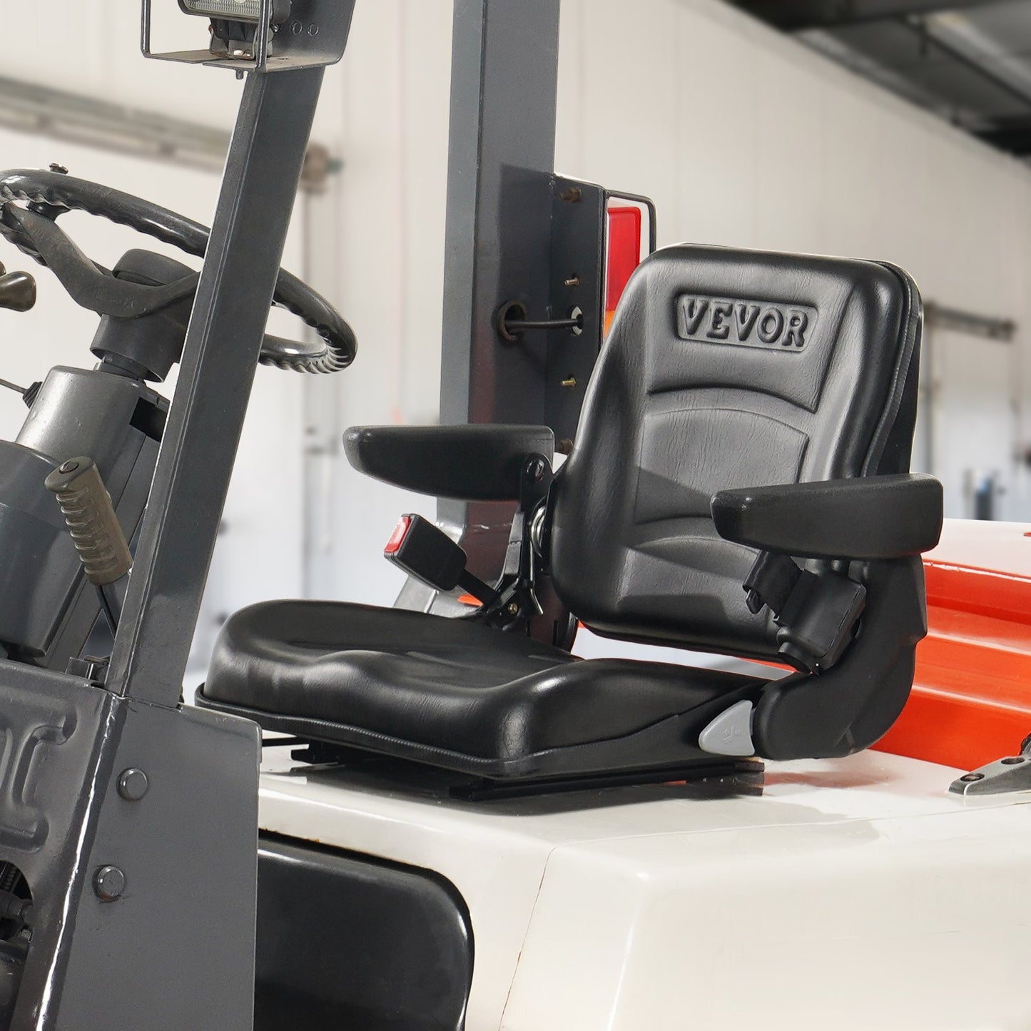 Universal Forklift Seat, Fold Down Tractor Seat with Adjustable Angle Back, Micro Switch, Seatbelt and Armrests, 16-34 cm Slot Tractor Seat for Tractor Loader Excavator - Image 8