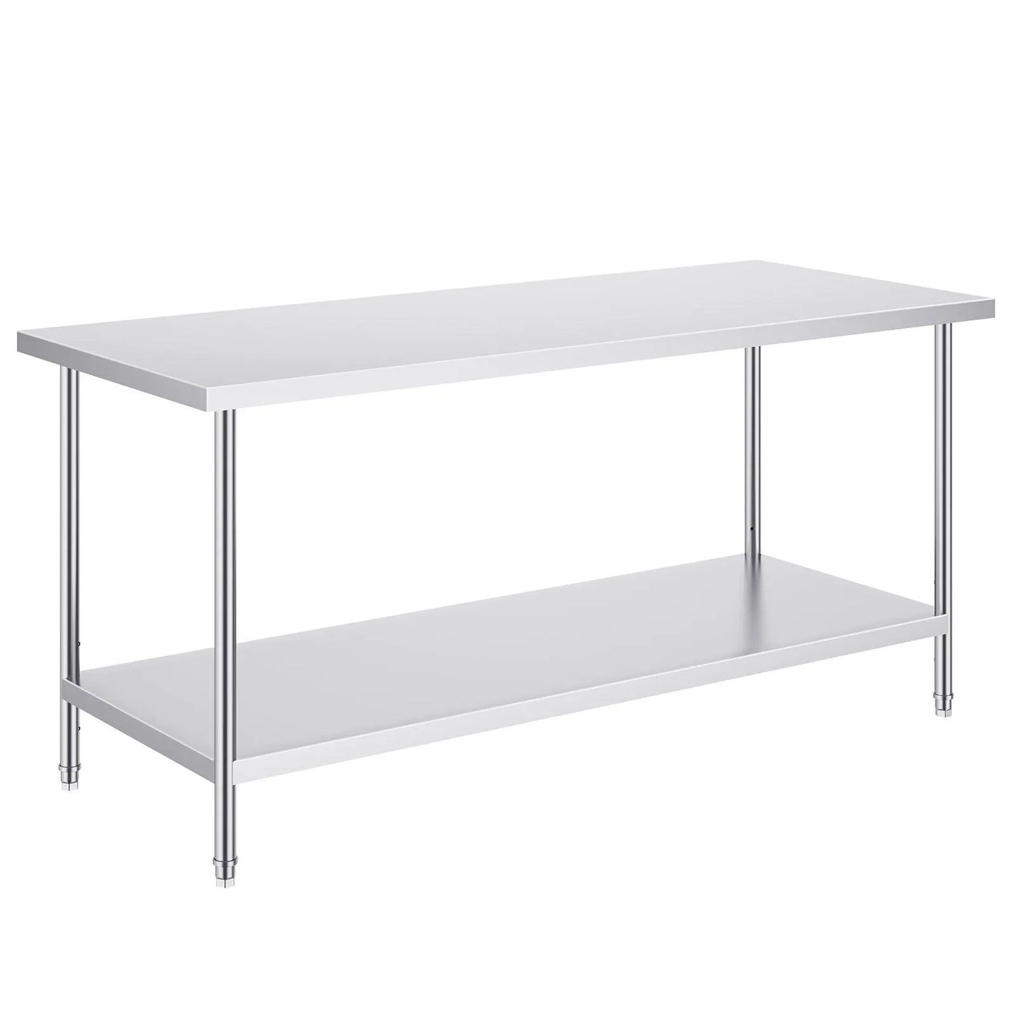 Stainless Steel Prep Table, 30 x 72 x 34 Inch, Heavy Duty Metal Worktable with 3 Adjustable Height Levels, Commercial Workstation for Kitchen Garage Restaurant Backyard - Image 9