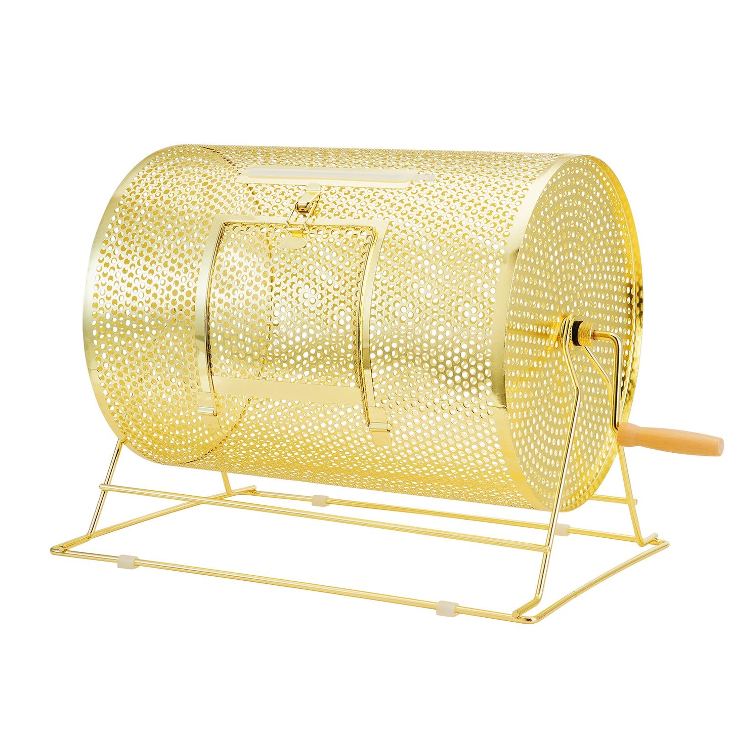 Raffle Drum, 16.1 x Ø12 inch Brass Plated Raffle Ticket Spinning Cage, Holds 5000 Tickets or 200 Ping Pong Balls, Metal Lottery Spinning Drawing with Wooden Turning Handle, for Bingo Ballot Part - Image 9
