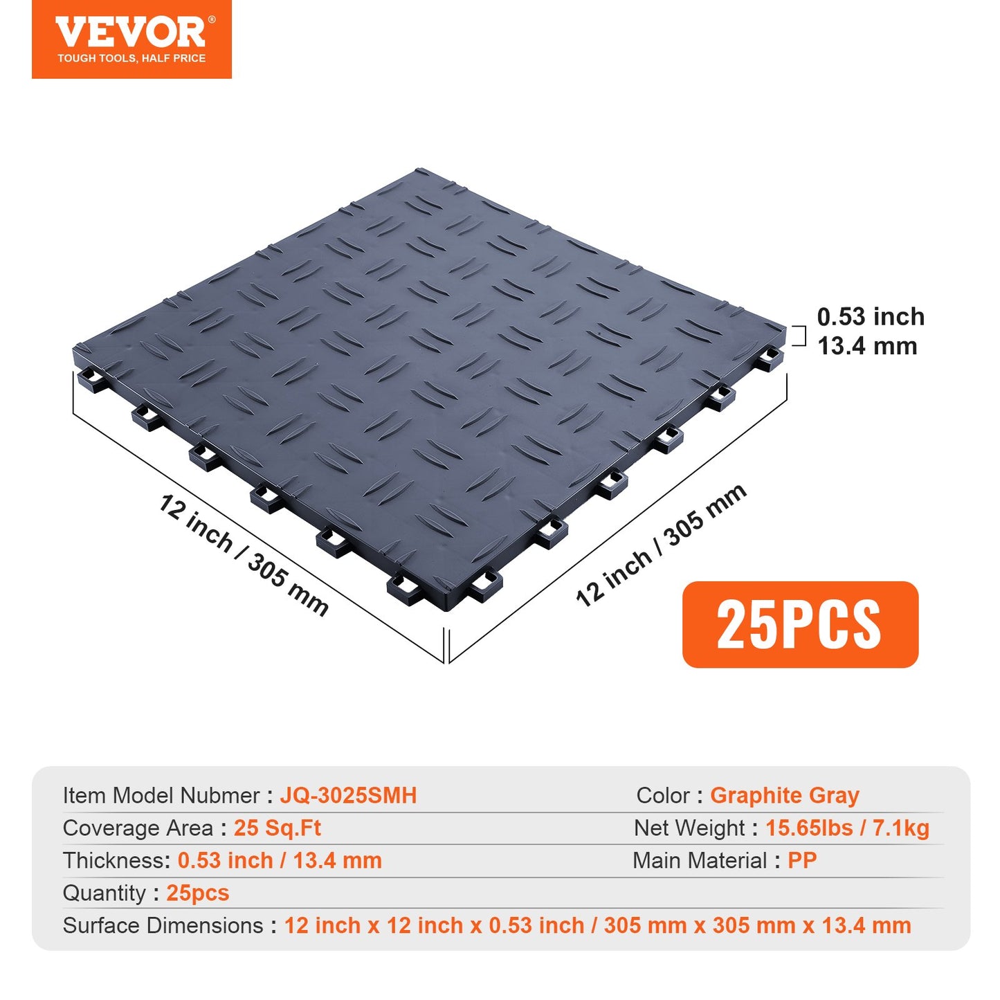 Garage Tiles Interlocking, 12 x 12 x 0.53 inch 25 Pack Garage Floor Covering Tiles, Non-Slip Double-Sided Texture Garage Flooring Tiles, for Garages, Basements, Repair Shops, Graphite Gray - Image 7