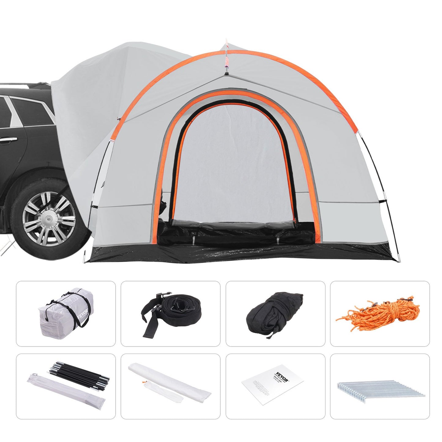 SUV Camping Tent, 8'-8' SUV Tent Attachment for Camping with Rain Layer and Carry Bag, PU2000mm Double Layer Truck Tent, Accommodate 6-8 Person, Rear Tent for Van Hatch Tailgate - Image 9