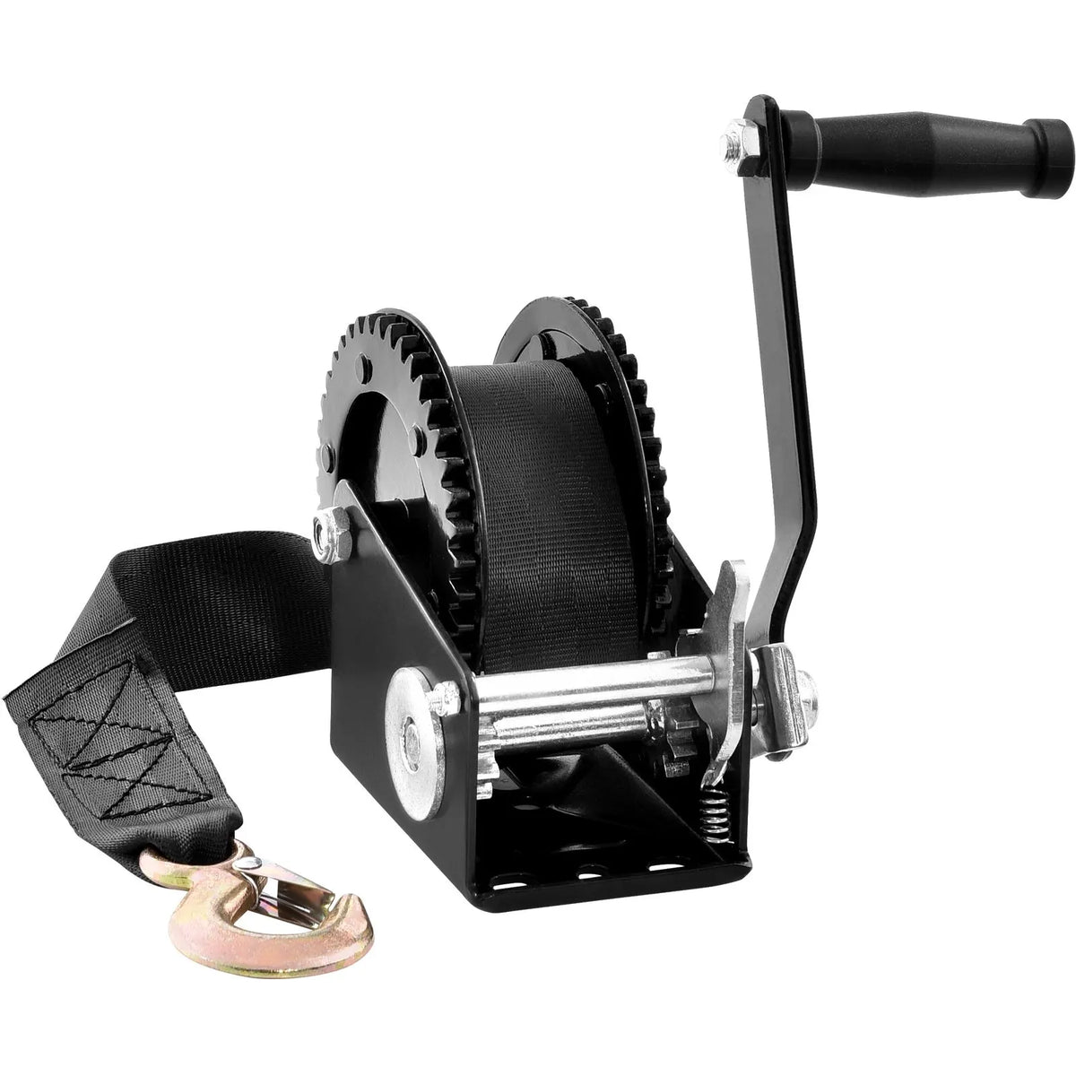 Hand Winch, 907.1 kg Pulling Capacity, Boat Trailer Winch Heavy Duty Rope Crank with 7 m Polyester Strap and Two-Way Ratchet, Manual Operated Hand Crank Winch for Trailer, Boat or ATV Towing - Image 9
