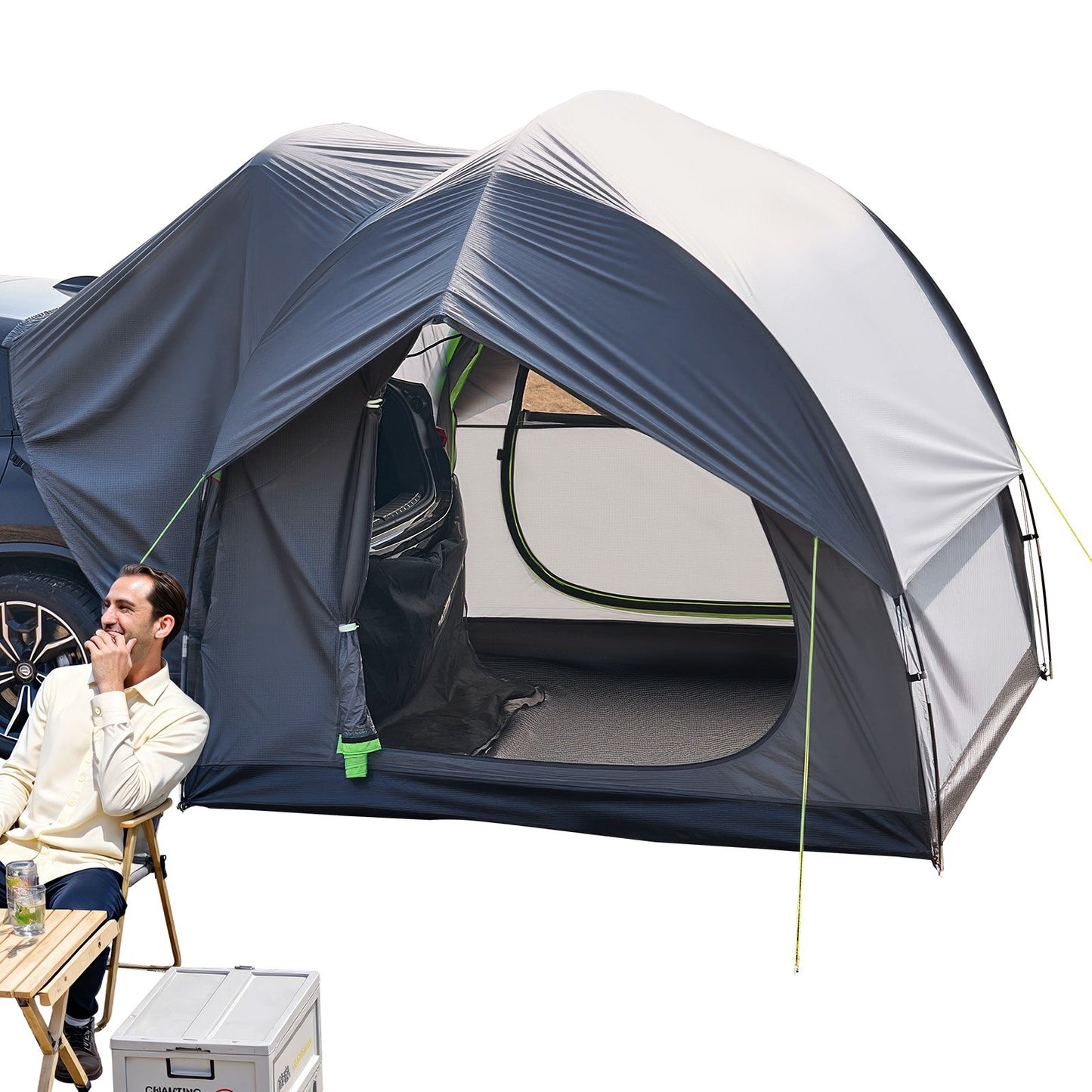 SUV Tent for Camping, 8FT L x 8FT W, Waterproof PU2000mm Spacious Double Layer Design for 5-8 Person, SUV Camping Tent with Mesh Windows, Includes Rainfly & Storage Bag, for Outdoor Activities - Image 9