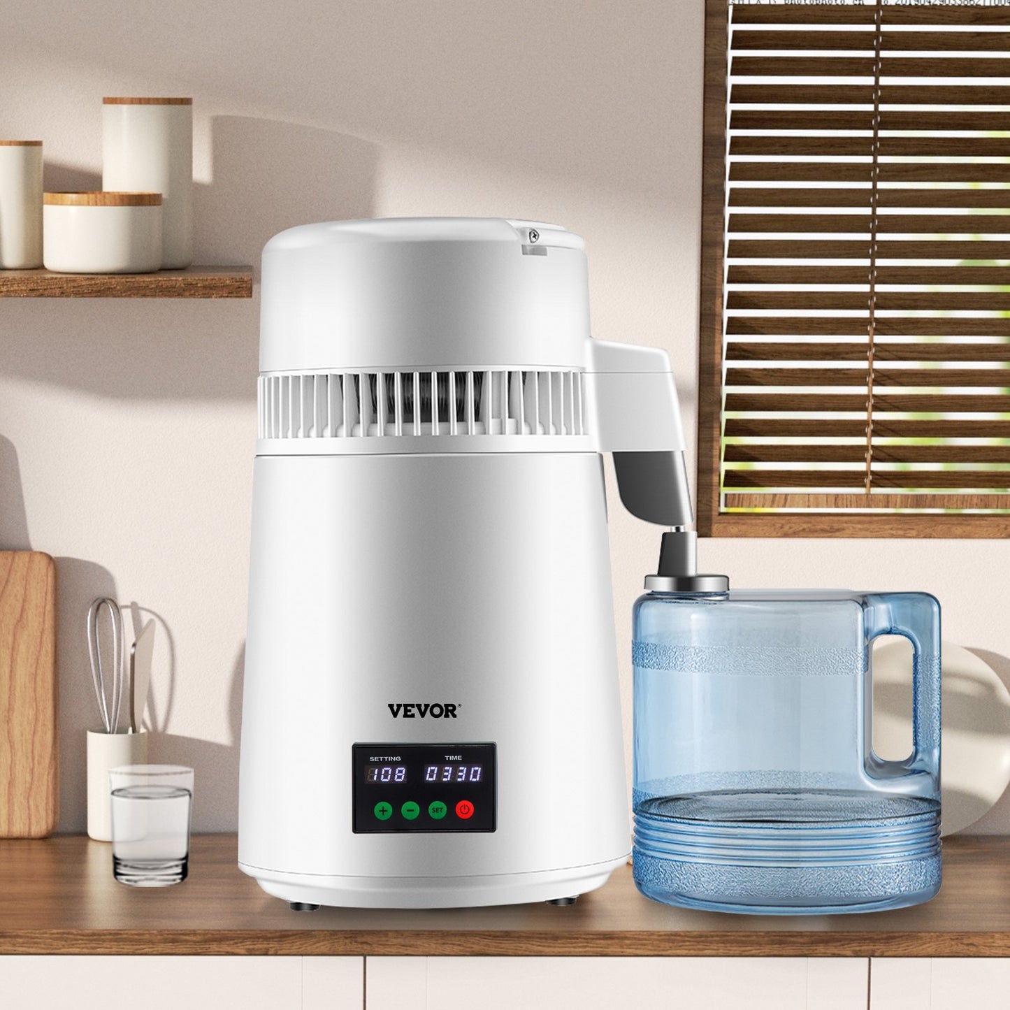 4L Water Distiller 1L/H Distilled Water Maker Timing & Temp Display White - Image 8