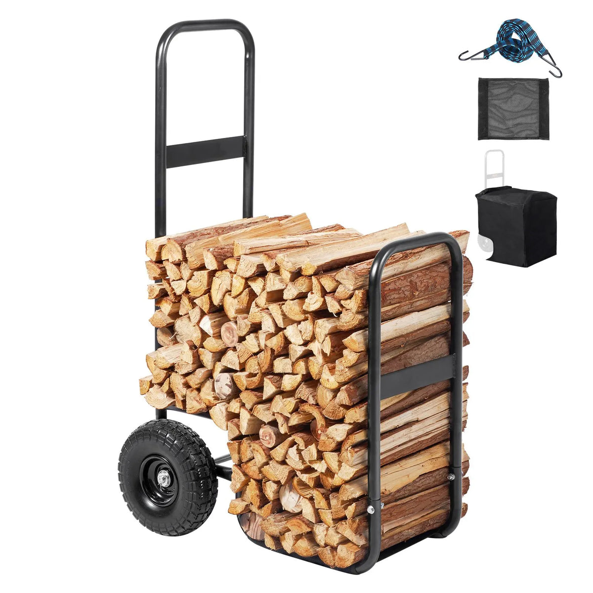 Firewood Log Cart Wood Mover Hauler 250 lbs Capacity on PU Wheels Dolly - Image 9